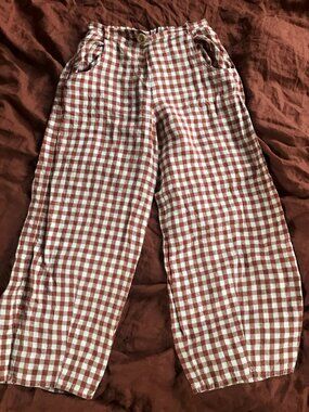 Linenfox gingham barrel pants
